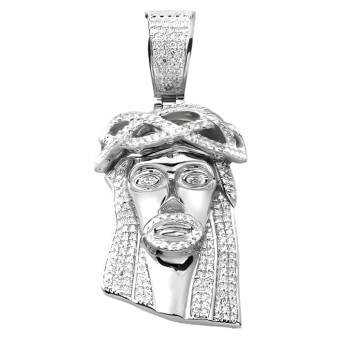 10KW 0.50CTW DIAMOND JESUS PENDANT [ROUNDED BAIL]
