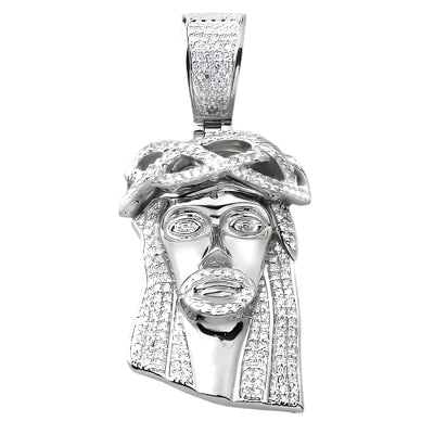 10KW 0.50CTW DIAMOND JESUS PENDANT [ROUNDED BAIL]