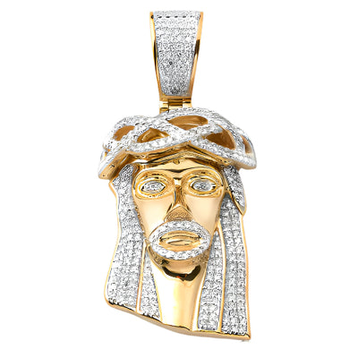 10KY 0.50CTW DIAMOND JESUS PENDANT [ROUNDED BAIL]
