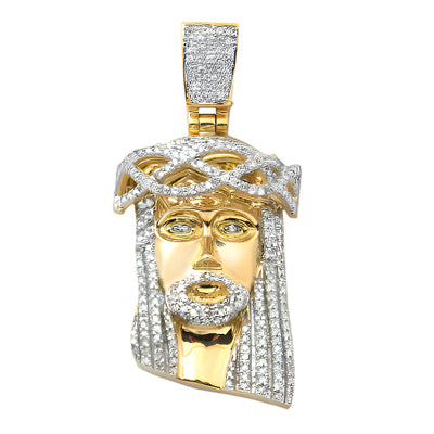 10KY 0.50CTW DIAMOND JESUS PENDANT [SQUARE BAIL]