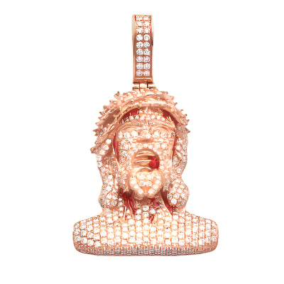 10KR 2.05CTW DIAMOND BLEEDING JESUS HEAD PENDANT