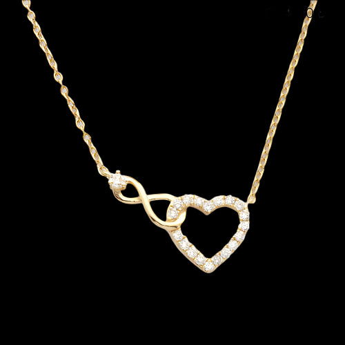 14KY 0.15CTW DIAMOND HEART & INFINITY NECKLACE