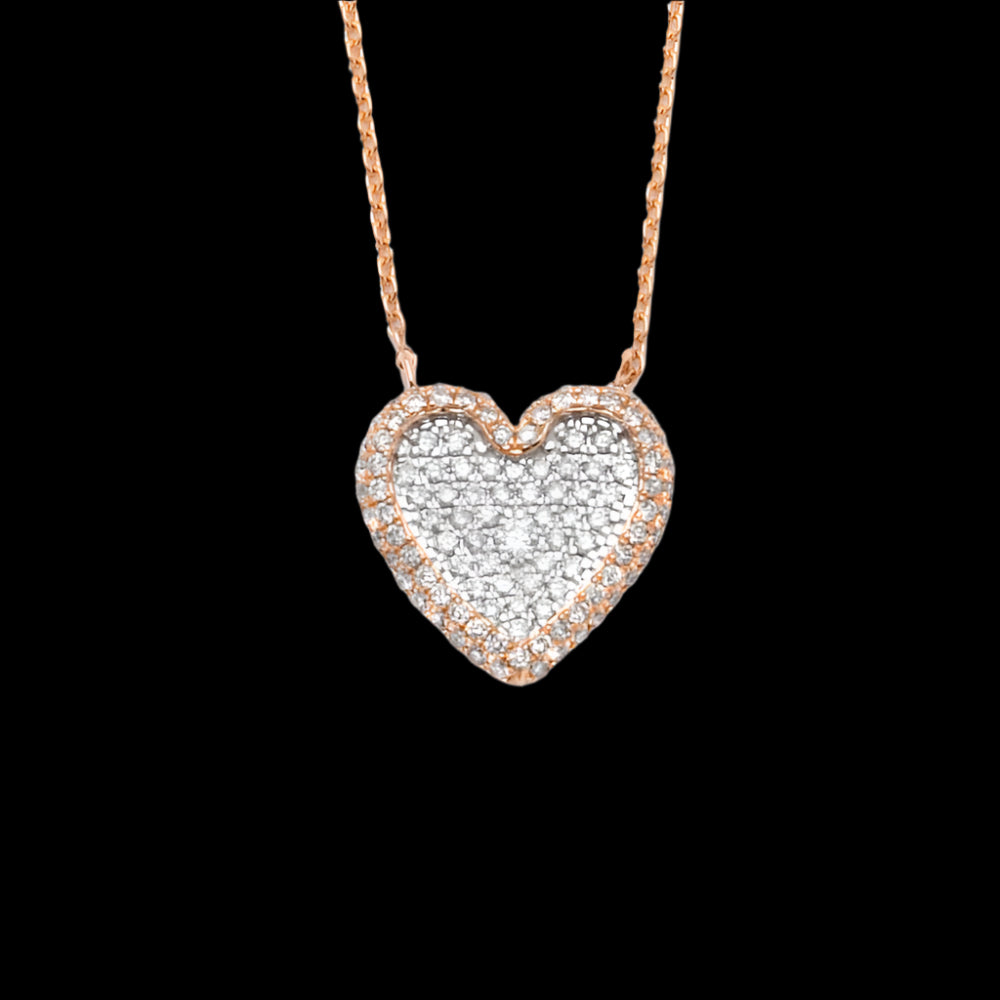 14KR 0.65CTW ROUND DIAMOND HEART NECKLACE