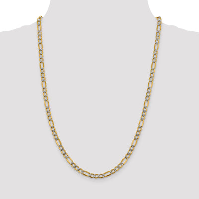 14k 5.25mm Semi-solid with Rhodium Pav? Figaro Chain