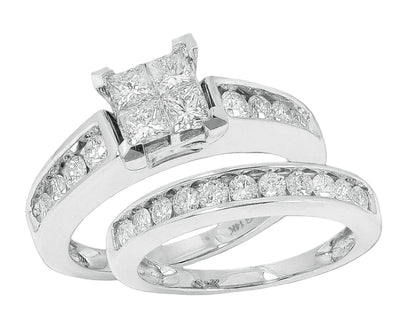 14KW 1.50CTW DIAMOND QUAD HEAD BRIDAL SET