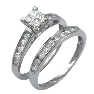 14KW 1.05CTW PC DIAMOND QUAD HEAD BRIDAL SET