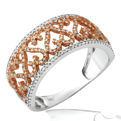 14KW+R 0.35CTW DIAMOND TWO TONE DESIGNER RING
