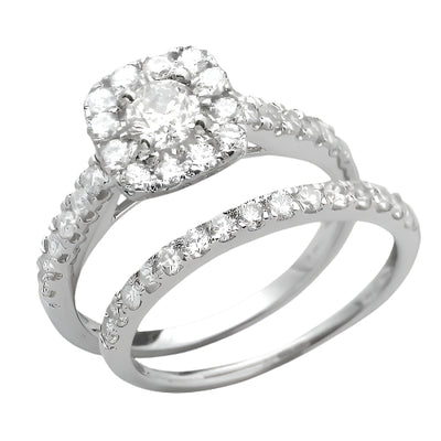 14KW 1.50CTW DIAMOND BRIDAL SET WITH SQUARE HALO [