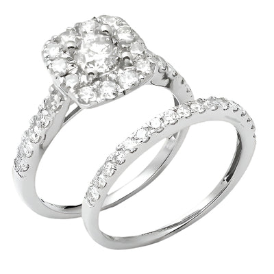 14KW 2.00CTW DIAMOND BRIDAL SET WITH SQUARE HALO [