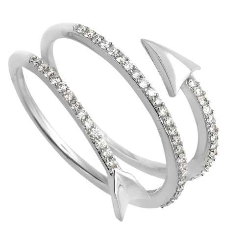 14KW 0.33CTW DIAMOND 3-ROW ARROW DESIGNER RING