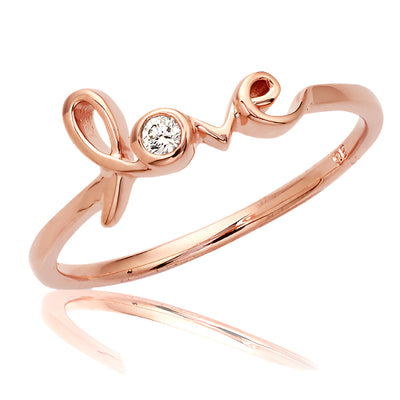18KR 0.05CTW DIAMOND DESIGNER 'LOVE' RING