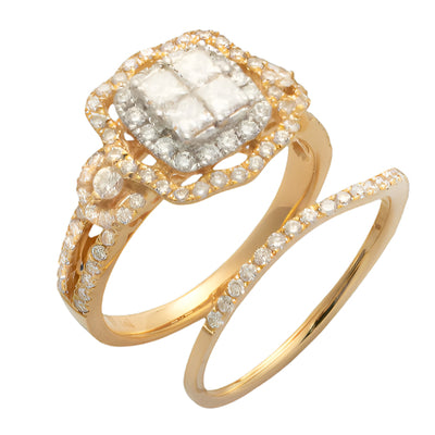 14KY 1.30CTW DIAMOND QUAD HEAD BRIDAL SET WITH