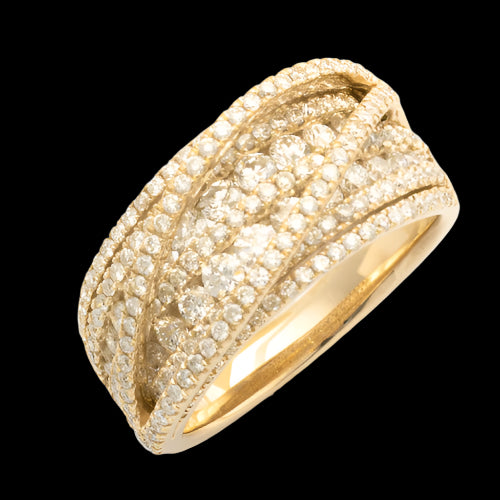 14KY 1.55CTW DIAMOND FANCY MULTI LAYER BAND