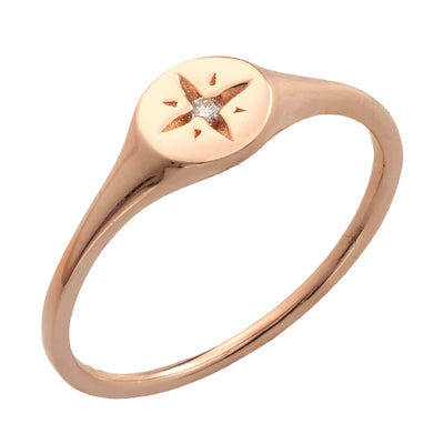 14KR 0.03CTW DIAMOND 4-POINT STAR DESIGNER RING