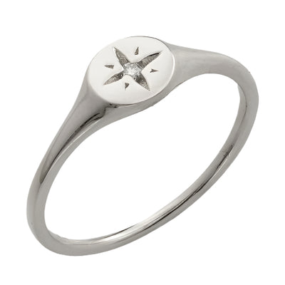 14KW 0.03CTW DIAMOND 4-POINT STAR DESIGNER RING