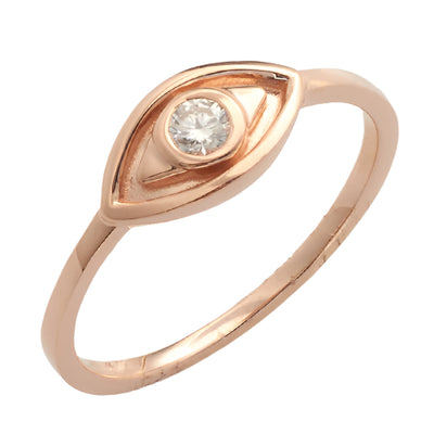 14KR 0.10CTW DIAMOND EVIL EYE DESIGNER RING