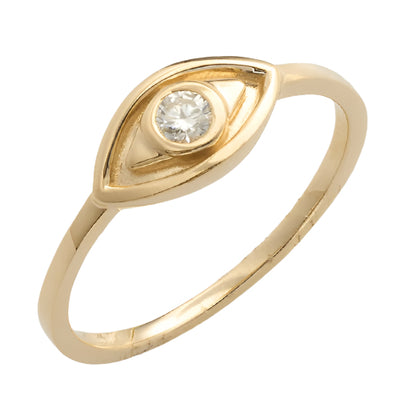 14KY 0.10CTW DIAMOND EVIL EYE DESIGNER RING
