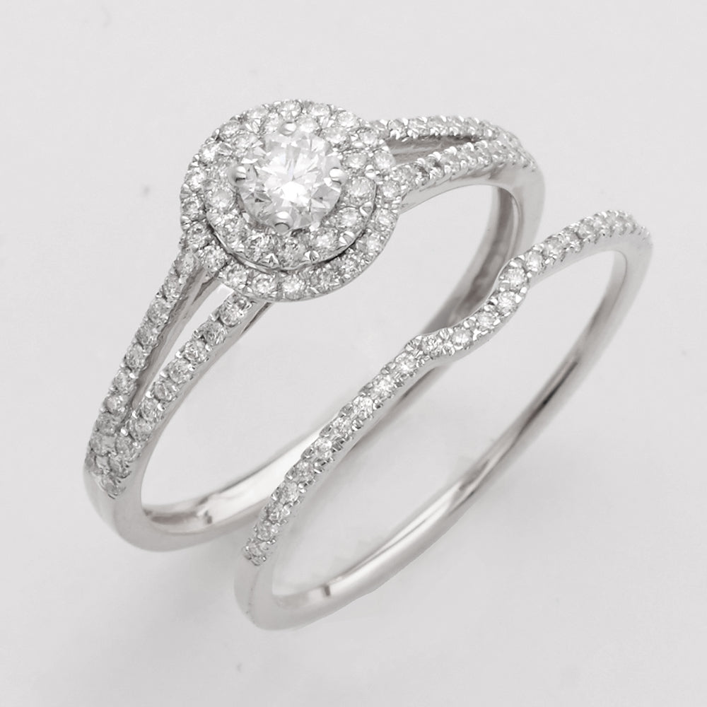 14KW 0.55CTW ROUND DIAMOND BRIDAL SET - DOUBLE