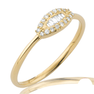 14KY 0.15CTW  BAGUETTE DIAMOND DESIGNER RING