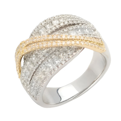 14KW+Y 1.85CTW PRINCESS CUT DESIGNER BAND-TWO TONE