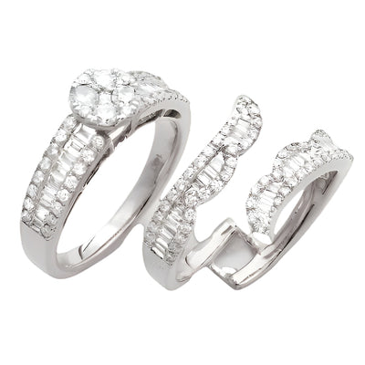 14KW 1.40CTW DIAMOND FLOWER CENTER + BAGUETTE