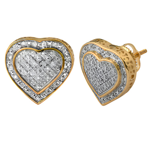 10KY 0.15CTW DIAMOND 3-D HEART SHAPED EARRINGS