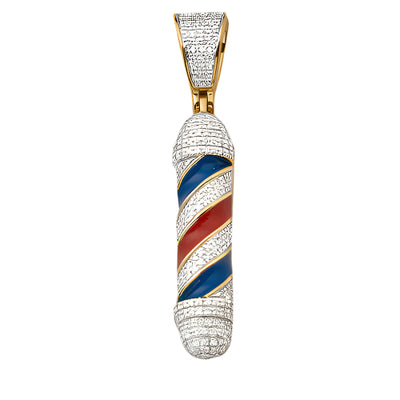 10KY 0.50CTW DIAMOND BARBER POLL PENDANT W/ENAMEL