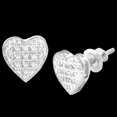 10KW 0.05CTW DIAMOND HEART DOME EARRINGS