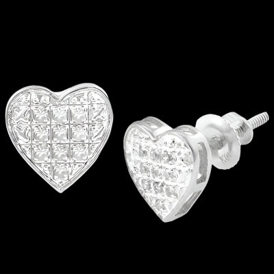 10KW 0.05CTW DIAMOND HEART DOME EARRINGS