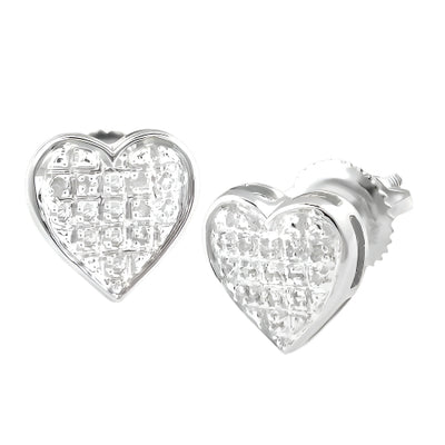 10KW 0.10CTW DIAMOND HEART DOME EARRINGS