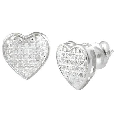 10KW 0.15CTW DIAMOND HEART DOME EARRINGS