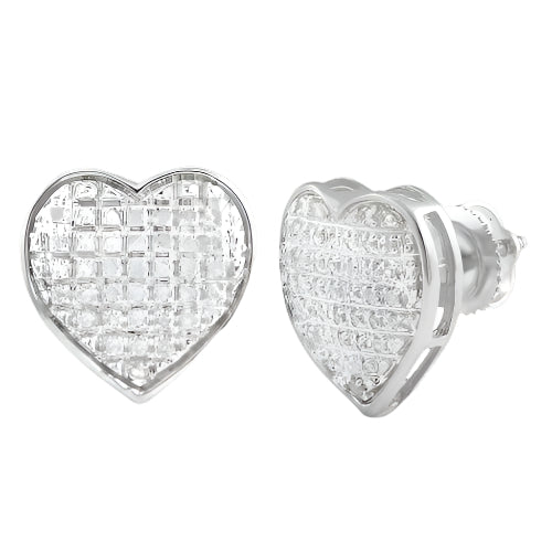 10KW 0.20CTW DIAMOND HEART DOME EARRINGS