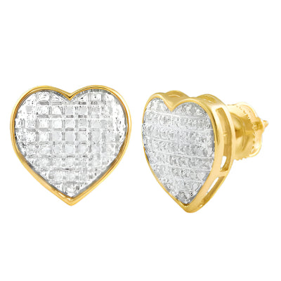 10KY 0.20CTW DIAMOND HEART DOME EARRINGS
