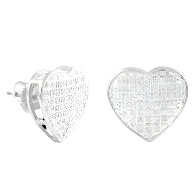 10KW 0.30CTW DIAMOND HEART DOME EARRINGS