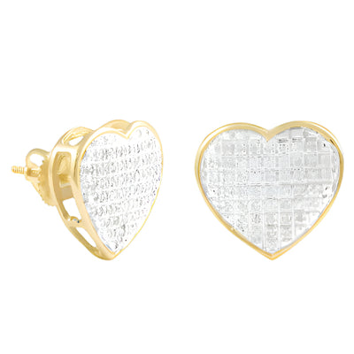 10KY 0.30CTW DIAMOND HEART DOME EARRINGS