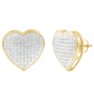 10KY 0.40CTW DIAMOND HEART DOME EARRINGS