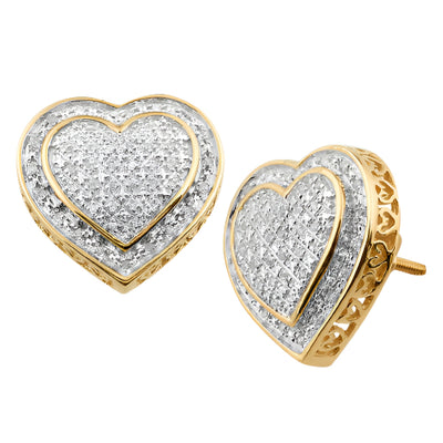 10KY 0.20CTW DIAMOND 3-D HEART SHAPED EARRINGS
