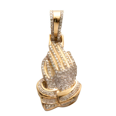 10KY 0.35CTW DIAMOND PRAYING HANDS PENDANT