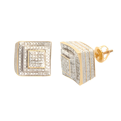 10KY 0.25CTW DIAMOND CUBE SHAPE STEP EARRINGS