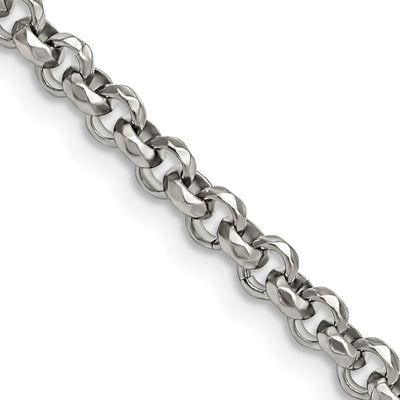 Stainless Steel Polished and Textured Fancy Rolo 24in Chain