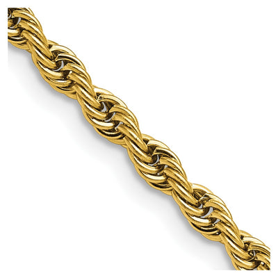 Stainless Steel Polished Yellow IP-plated 4mm 30 inch Rope Chain