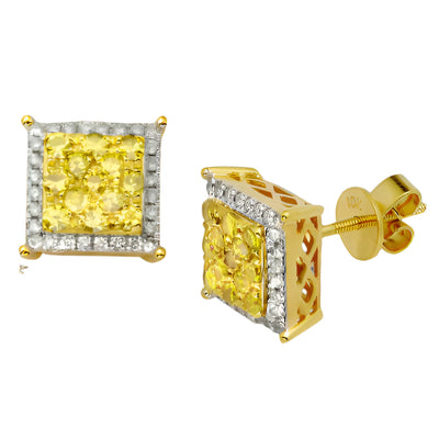 10KY 1.00CTW YELLOW AND WHITE DIAMOND CLUSTER SQ.